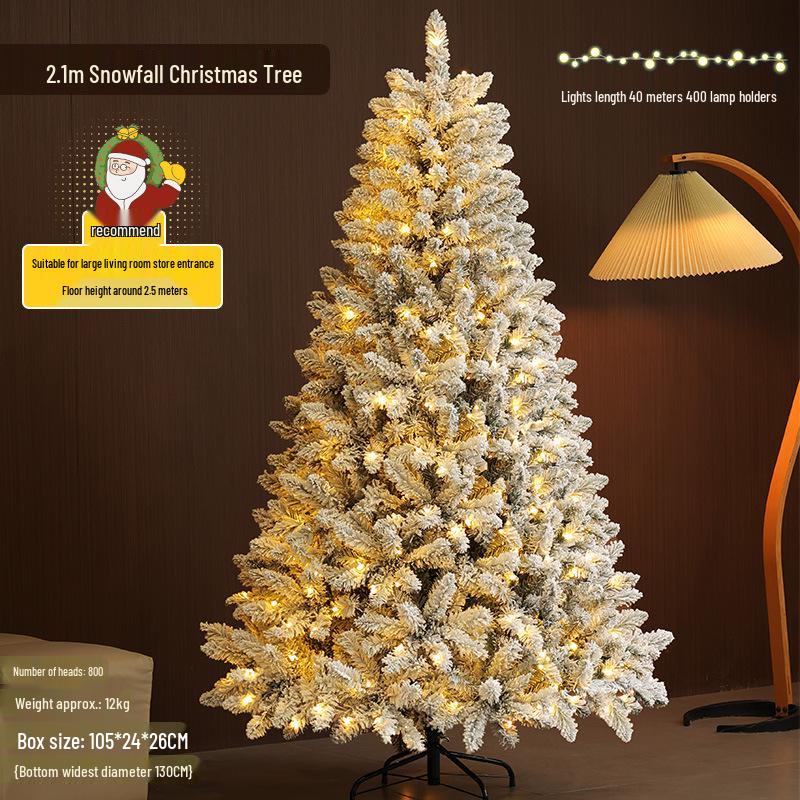 White Snowfall Christmas Tree with Flocked Finish - Sizes: 1.5m, 1.8m, 2.1m, 2.4m