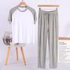 Men's Ice Silk Modal Pajama Set, Short Sleeve & Long Pants, Plus Size, Spring/Summer Casual Home Wear