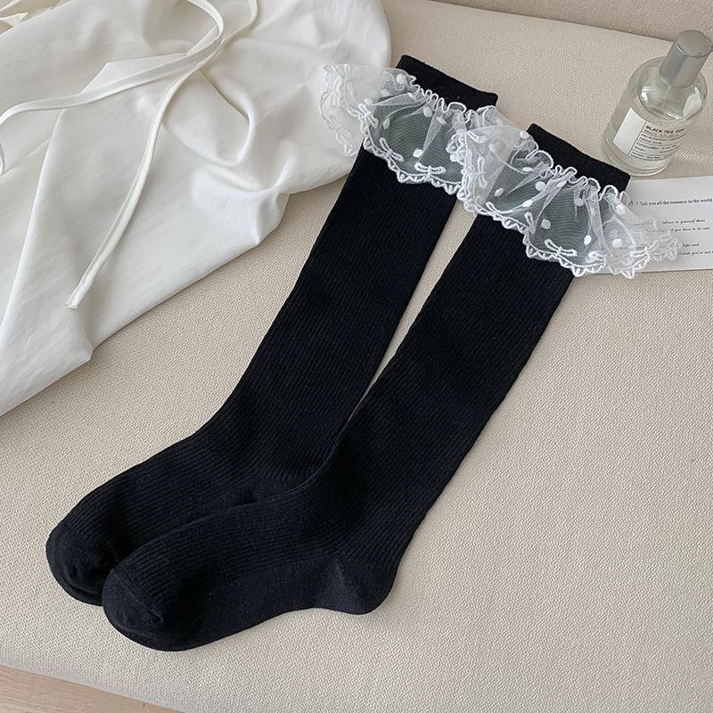 Modische Socken für Damen Lang Neue Einfarbig Japanische Kniestrümpfe Dame Atmungsaktive Spitze Preppy-Stil Mädchen Strümpfe Hohe Qualität