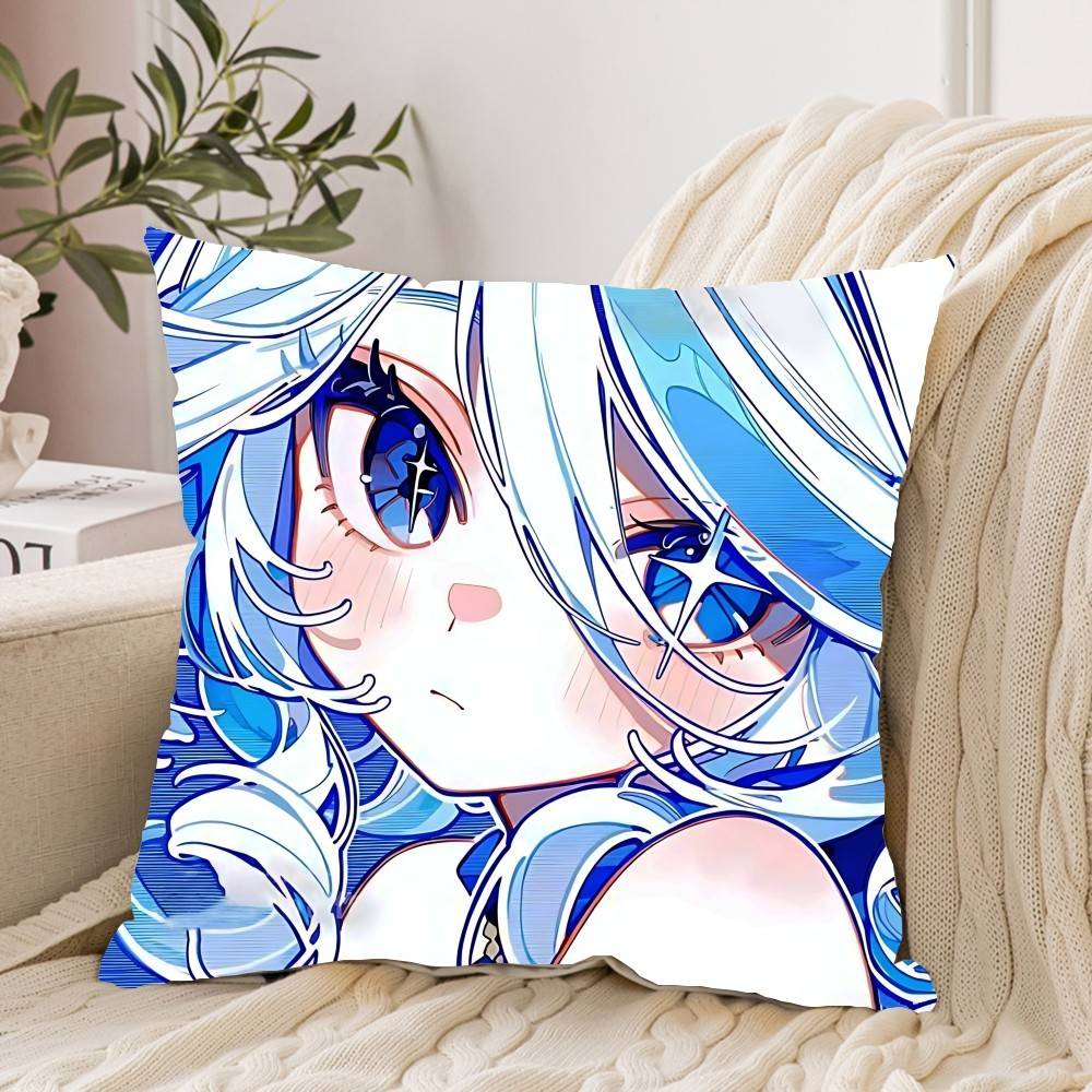 Cute F-Furina G-Genshin Impact Pillow Case Cushion Cover Soft Cute Throw Pillow Case For Car Sofa Pillowcase Polyester