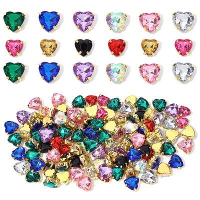 30 stuks Hart Strass Klauwboor Roestvrij Staal Gouden Basis Acryl Strass Voor DIY Kleding Decoratie Ketting Accessoires