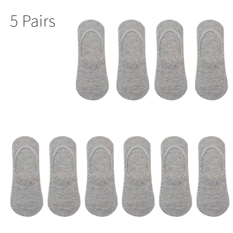 5 Pairs Men's Solid Color Light Mouth Invisible Socks Solid Color Business Casual Non Slip Men's Short Socks