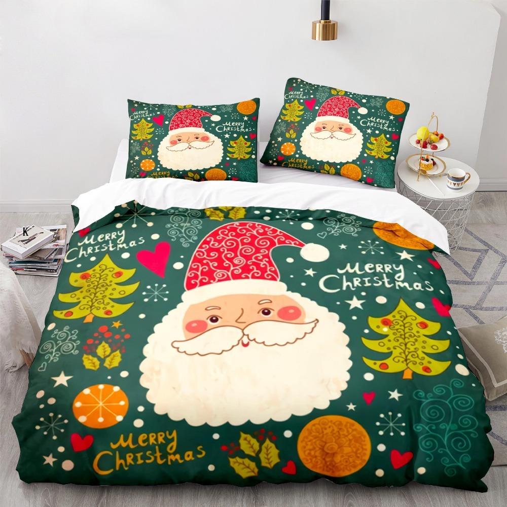 Christmas themed Santa Claus 2/3 piece bedroom set,Children'sGift Teenagers adulte Microfibre double bed Duvet Cover