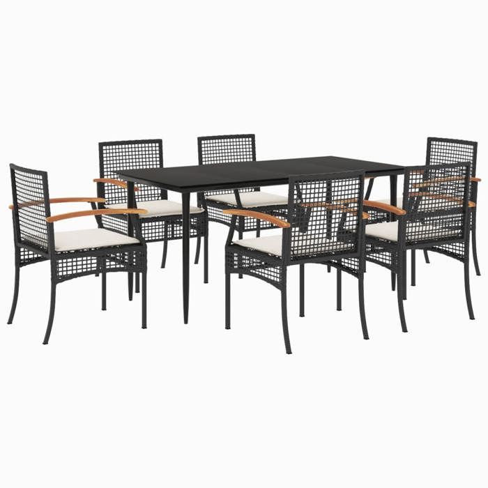 VidaXL Ensemble à Manger de Jardin avec Coussins 7pcs, Table et Chaise de Terrasse, Meubles de Patio, Mobilier d'Extérieur, 3213600
