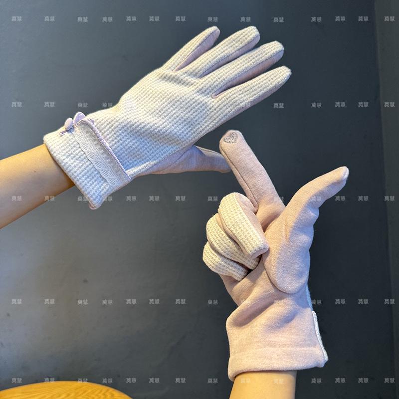 2025 season French elegant thermal gloves can be fashion fashion fashion women's gloves soft