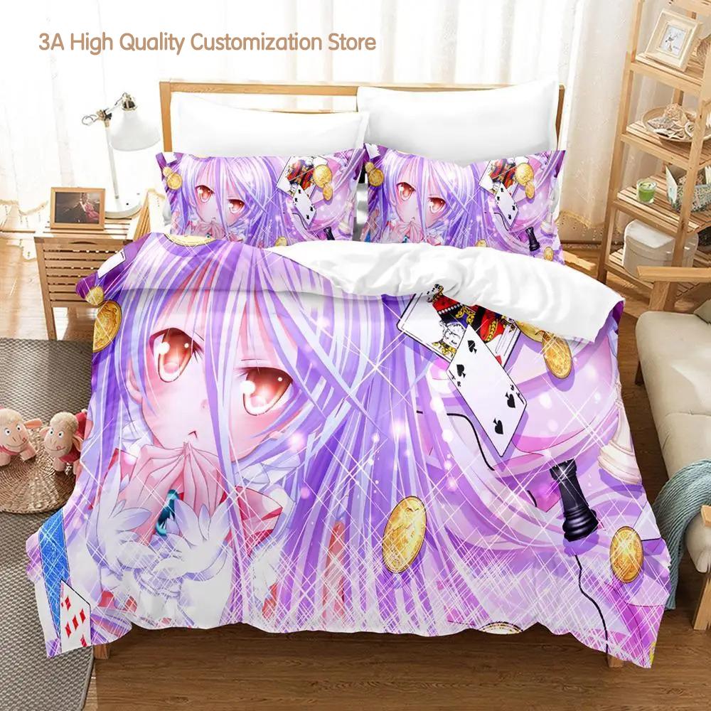 Comforter No Game No Life Bedding Set Cartoon Anime Three-Piece Set Adult Boys Bedroom S 3D Kawaii Girl