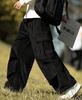 Übergroße Cord-Fracht-Hose mit weitem Bein, entspannt, Gaucho, verstellbarer Gummizug, einfarbig [foveitaa] Herrenhose, Hose, Hose, Stil, Jogginghose, Sport,