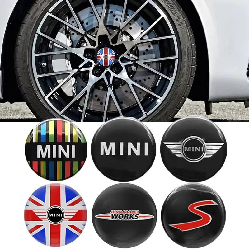 4pcs Car Wheel Center Stickers Hub Decals for Mini Cooper JCW R50 R52 R53 R56 R57 R58 R60 MINI CLUBMAN COUNTRYMAN Accessories