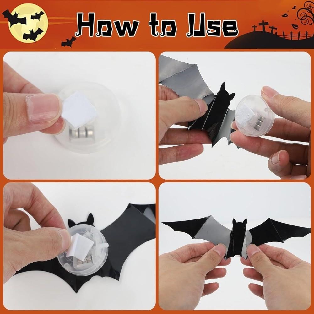 Festival Luminous LED Bat Wall Stickers PVC Black Halloween Bat Stickers DIY Party 3D Wallpaper Decal Haunted House