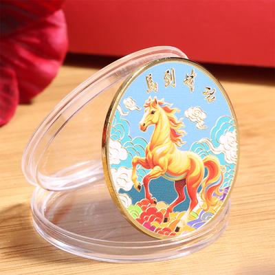 2026 Anno del Cavallo Souvenir Fortunato Cinese Moneta da Collezione Decorazione Artigianato in Metallo 40 Mm Segno Zodiacale Cavallo Medaglia Commemorativa