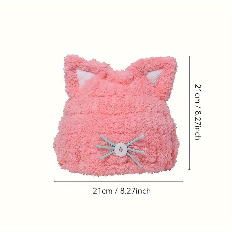 1pc Cute Cat Ear Hair Towel Cap for Women Quick Dry Super Absorbent Microfiber Turban with Feline Ears,Soft Plush Bathroom Accessory for All HairTypes