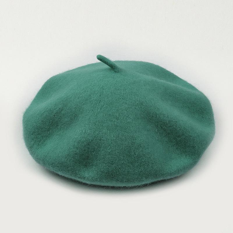 Dámský fialový vlněný baret: Klobouk se širokou krempou, Vintage britský, korejský a japonský styl pro podzim/zimu