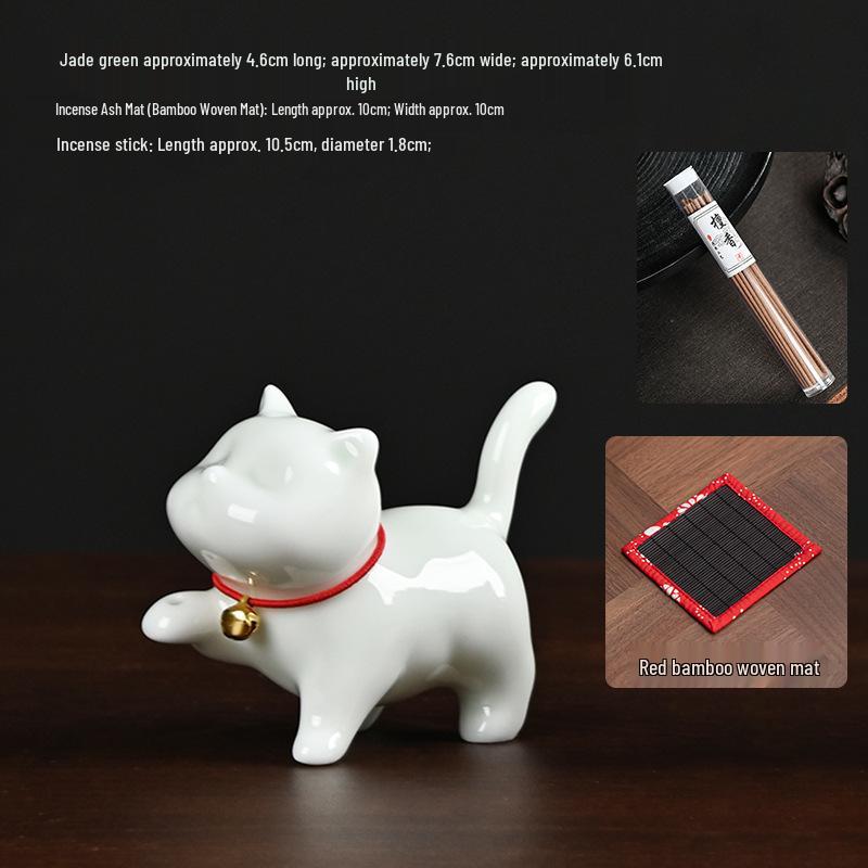Ceramic Cat Incense Holder - Cute Aroma Burner for Home and Office