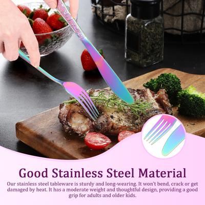 20Pcs Stylish Silverware Set Stainless Steel Mirror Polished Flatware Set with Knife Fork Spoon for Dining Room Daily Meal Event