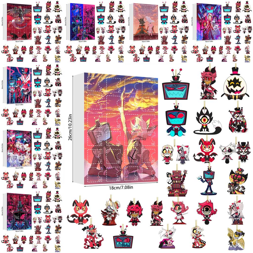 Hazbin Hotel Christmas Countdown Calendar With Acrylic Decorations For Holiday Gifts