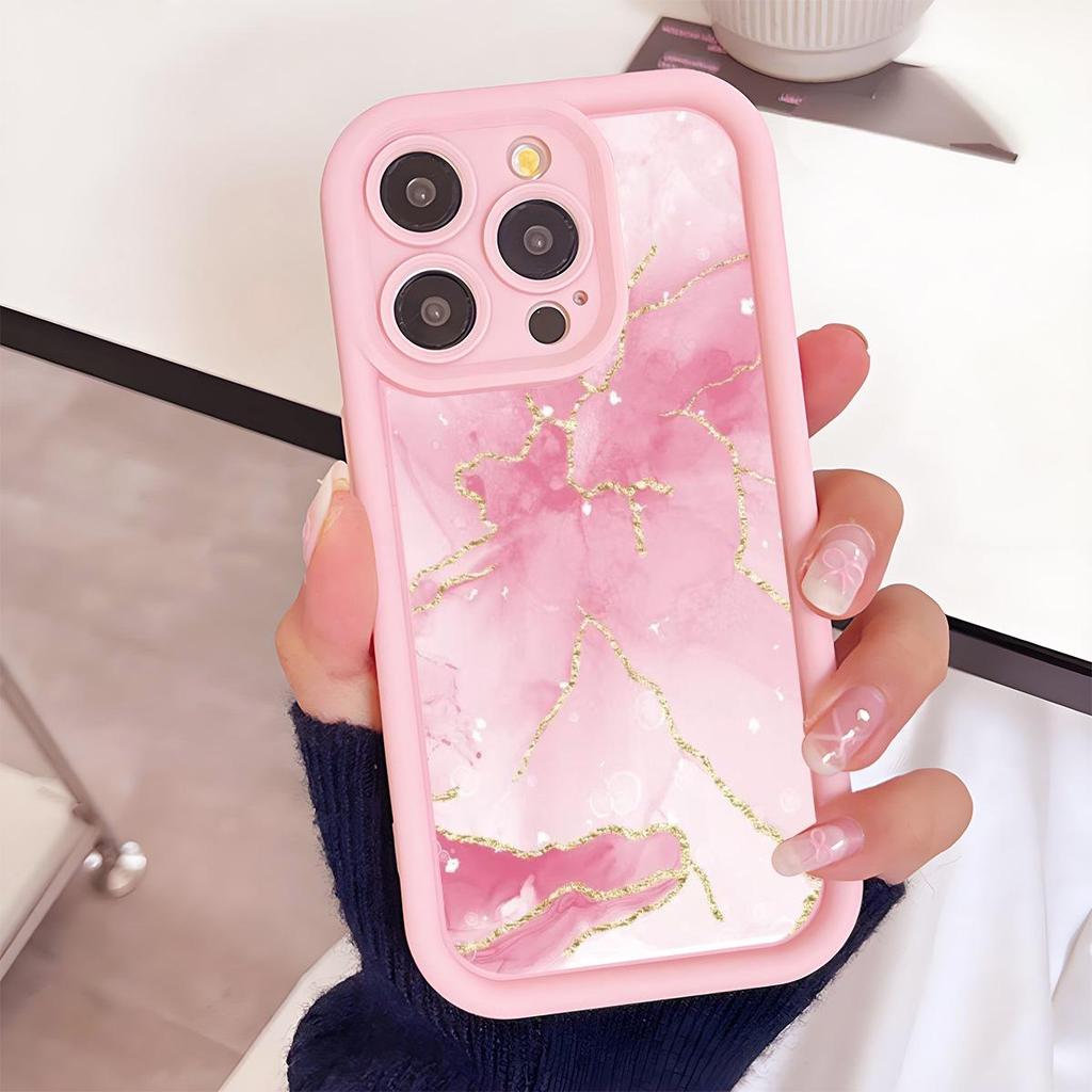 Pink Marble Groove Case for iPhone 15/16/17