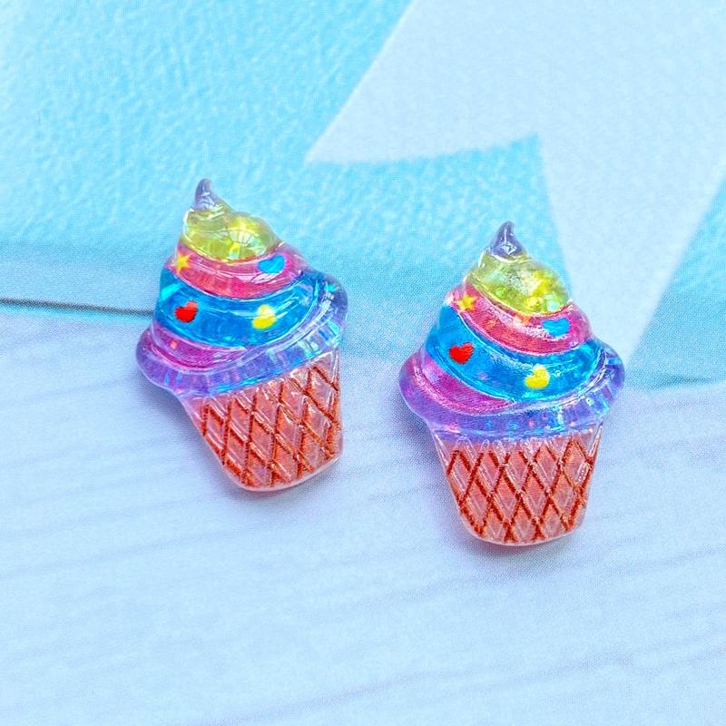 10/20 Peças Fofas Mini Brilhante Desenho Animado Animais/Sorvete Costas Planas Resina Scrapbooking DIY Joias Artesanato Decoração Acessórios G69