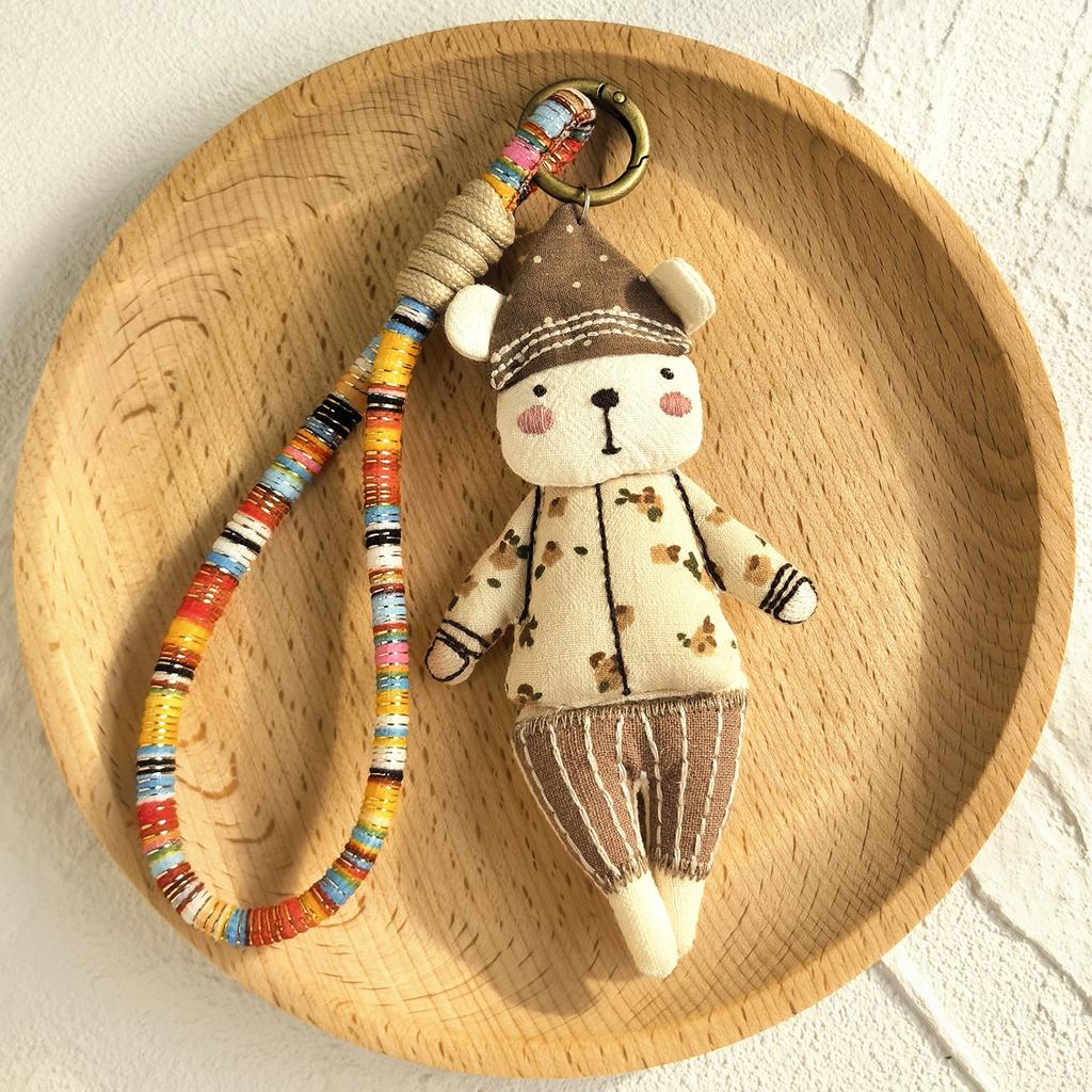 Pendentif de dessin animé en tissu fait main, poupée, porte-clés, accessoires de sac, collection de bijoux d'animaux mignons