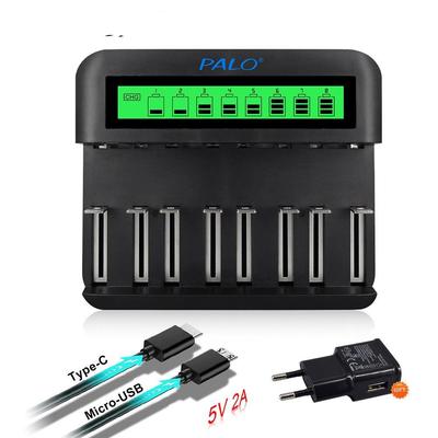 PALO Caricabatteria intelligente USB con display LCD per batterie ricaricabili formato CD AA AAA SC Caricatore rapido Ni-MH Ni-MH da 1,2 V