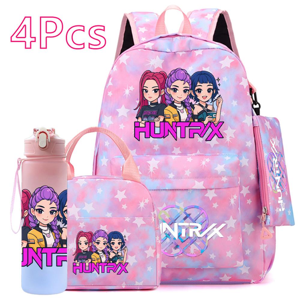 

4 шт./компл. Рюкзак с KPOP-принтом, Сумка, Пенал с бутылкой для воды 750 мл для мальчика-подростка, девочки, Большая вместимость, Сумка для книг, Школьный рюкзак, Стакан для питья