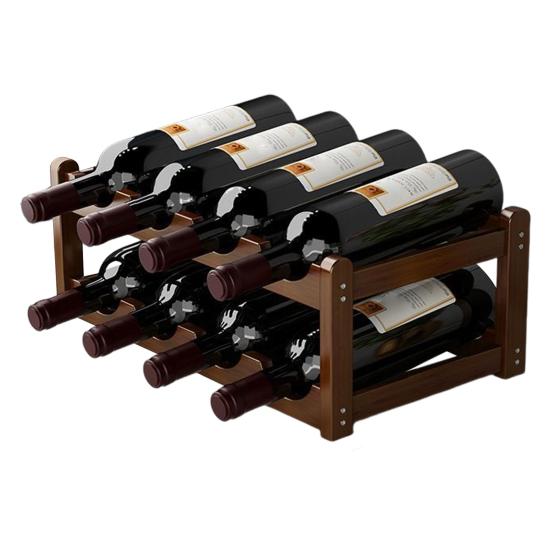 Bamboo Wine Rack Holder Bar Cabinets Stackable Storage Cube Tabletop for Champagne Multilayer DIY Assembled Natural Wood Bottle Holder for Kitchen