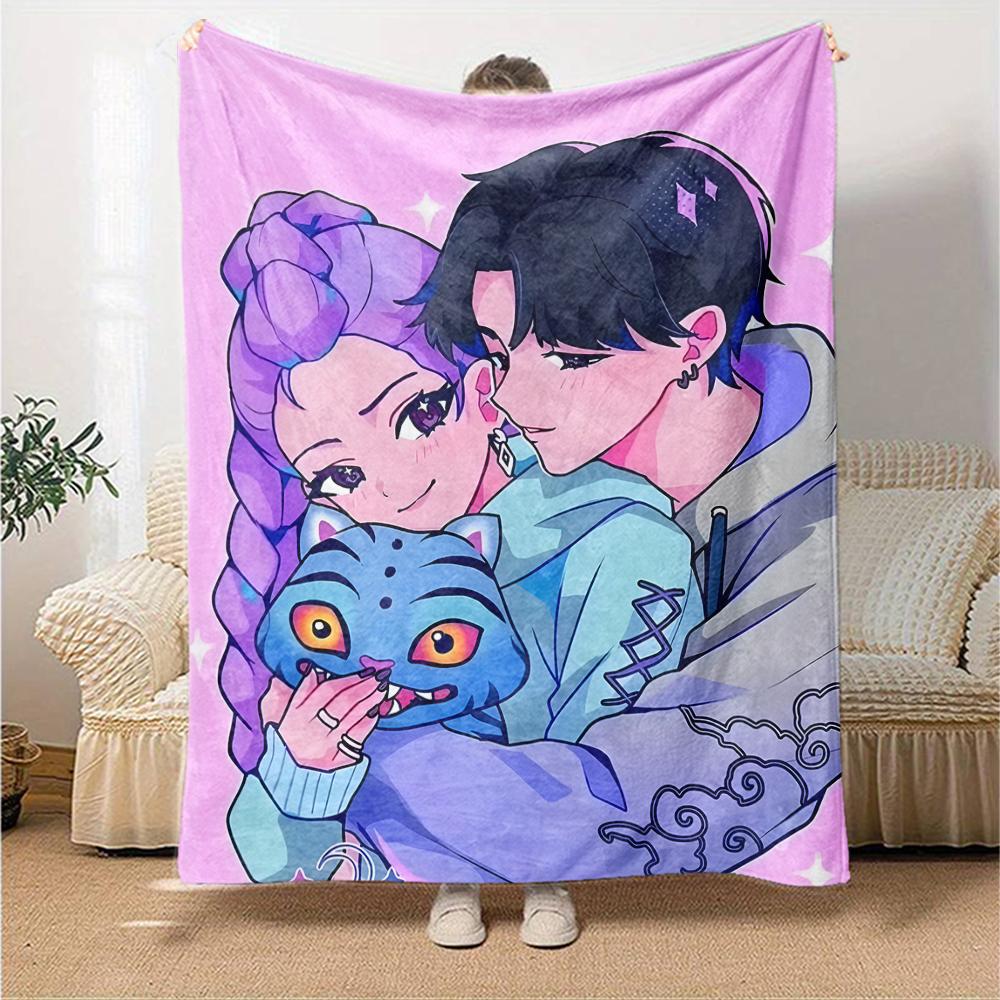 1pc KPop Demon Hunters18 Blanket, Gift, for Men and Women, Soft Blanket, Good for Sofa Bed Couch Travel, Lightweight Flannel Blanket