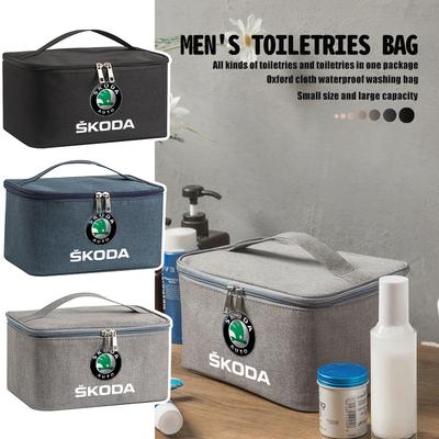 Cqmes7 Große Kapazität Auto Logo Kulturtasche Reise Aufbewahrungsbox Auto Zubehör Für Kamiq Karoq Octavia 2 3 Rapid Scala Kami
