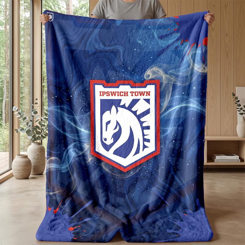 Ipswich Town Football Print Flannel Blanket, Soft Warm Lightweight Throw Blanket for Sofa Bed Camping