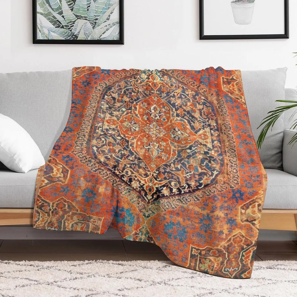 Manta de sofá con estampado de alfombra turca del siglo XVII, manta acogedora de primavera y otoño para el sofá