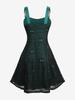 Rosegal Plus Size Skull Mesh Overlay Lace Up Layered A Line Tank Dress