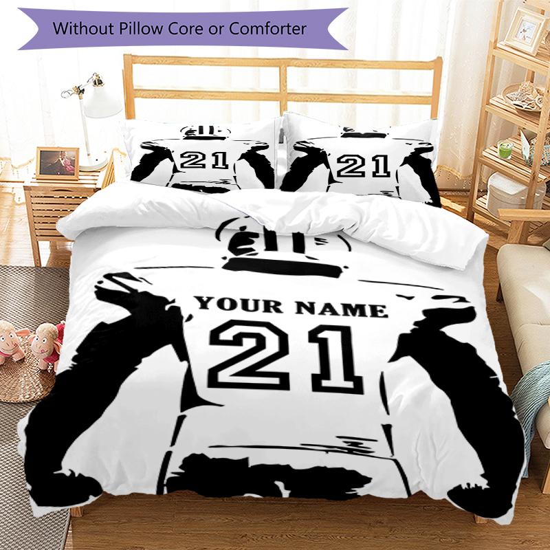 3pcs Custom Name American Football Bedding Set Duvet Cover Closure Includes 1 Duvet Cover & 2 Pillowcases, Soft and Comfortable for All Seasons.