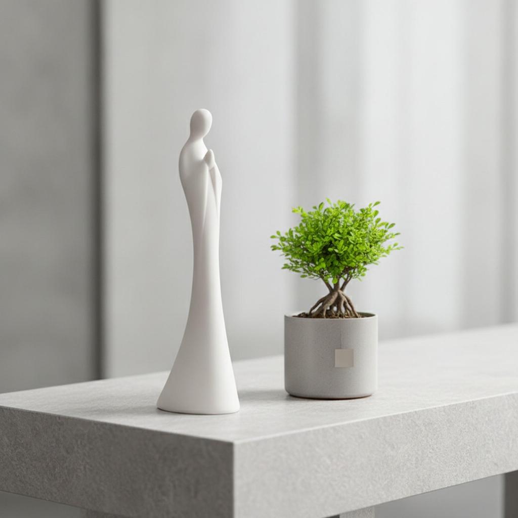 Minimalist Human Figurine Single-Tone Tabletop Ornament for Entryway