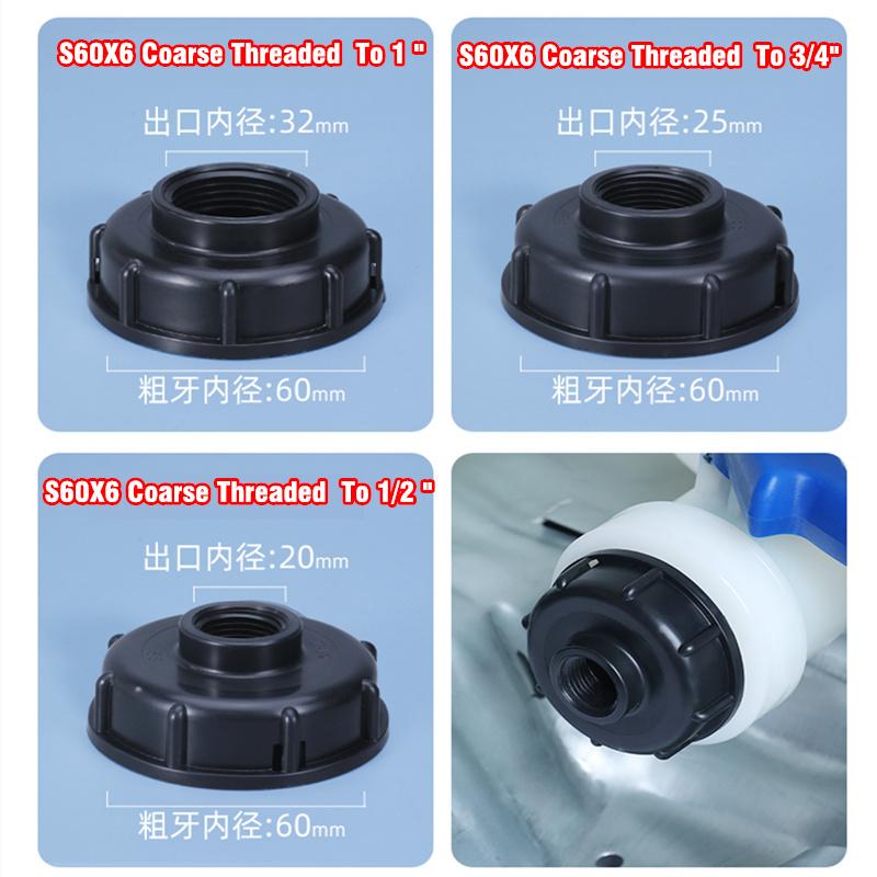 Durable IBC Tank Tap Adapter S60*6 Coarse Thread to 1/2'' 3/4'' 1" Connector Replacement Valve 1000L Garden Home Valve Fitting