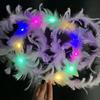 1 Stück Federkranz Glitzerndes Stirnband Leuchtendes Haaraccessoire Haarreif LED Gänsefederkranz