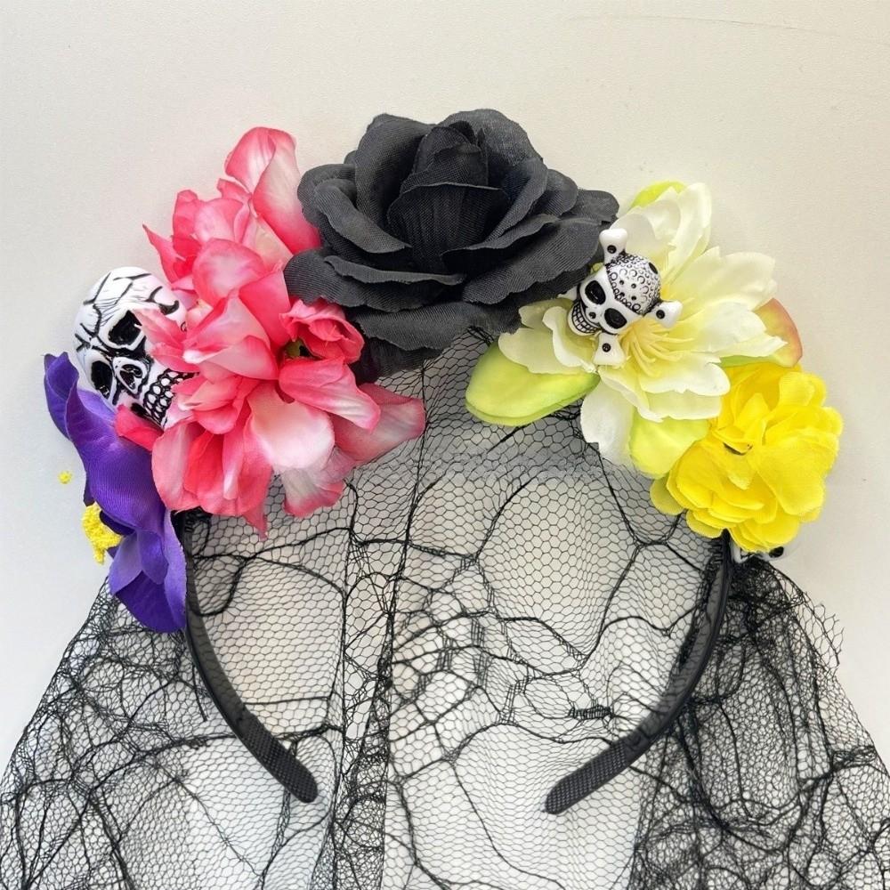 Halloween Costume Rose Flower Crown Gothic Party Headpiece Wedding Crown Floral Hair Hoop  Women