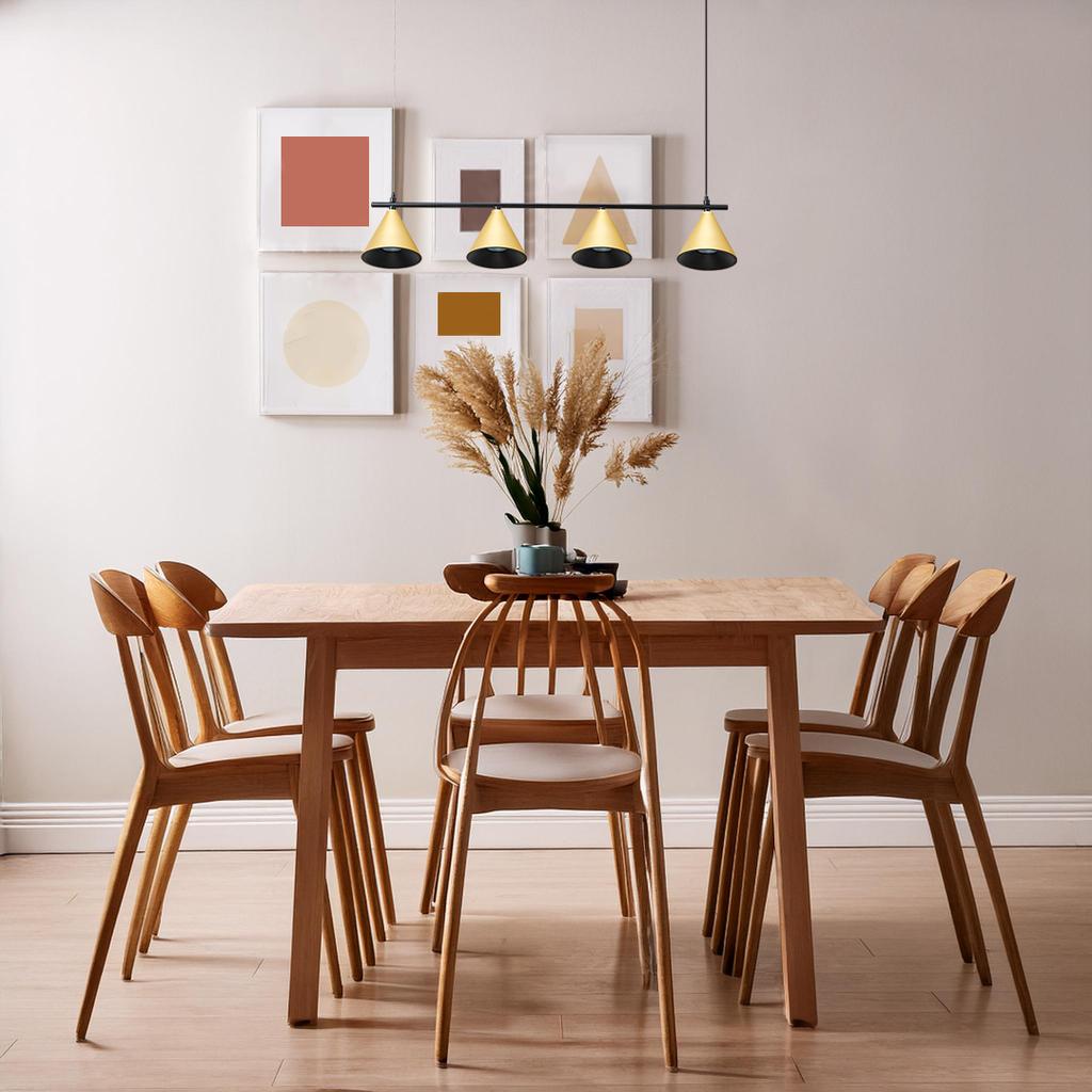 Hanging Lamp For Dining Room Above Table Gold Four Conical Shades On A Bar 4Xgu10 10W Cone Milagro