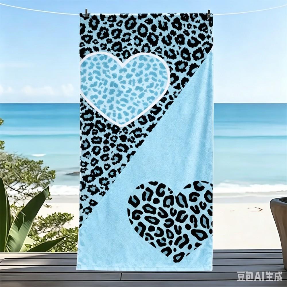 Bold Coquette Beach Towel Large Mix Leopard Print Heart Microfiber Towel for Vacation