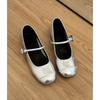 Genuine Leather Silver Light Mouth with Flat Bottom Inner Height Increase Mary Jane Single Shoes Women's Small Leather Shoes