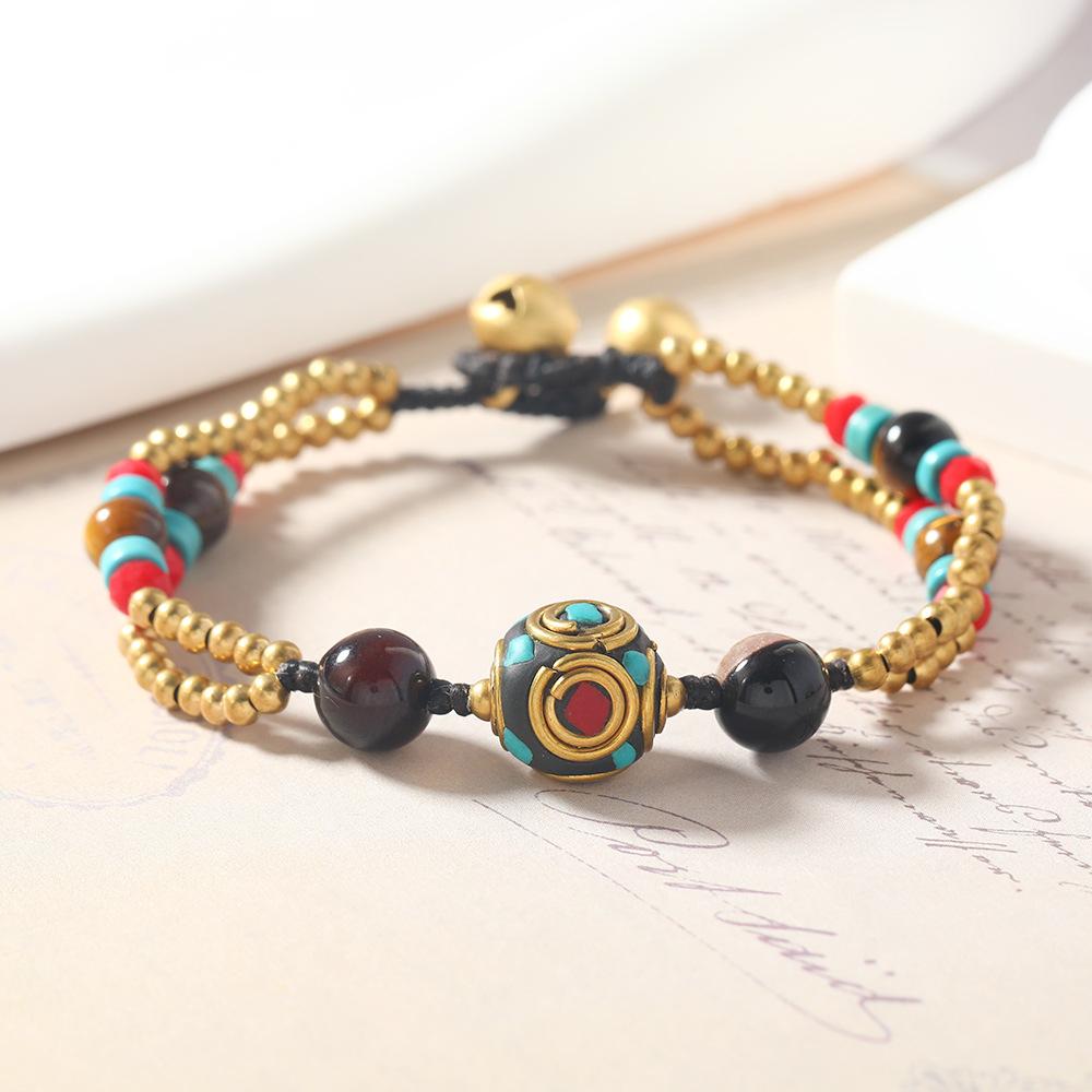 Wholesale Hot Selling Vintage Ethnic Style Handmade Woven Bracelet for Cross-Border Nepal Beads Butterfly Shape 18.5cm