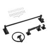 Matte Black Bathroom Hardware Set, 4 Pieces Stainless Steel Bathroom Accessories Set, 24-inch Towel Bar, Towel Ring, Robe Towel Hook, Toilet Paper