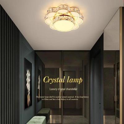OEING Golden Narcissus Crystal LED Ceiling Lamp