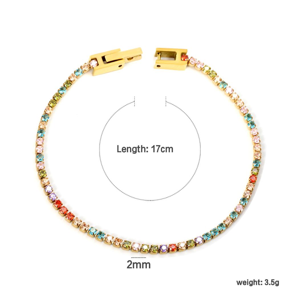 Fashion temperament zircon bracelet elegant light luxury versatile round colored diamond tennis bracelet jewelry women