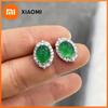 Huitan Fresh Style Oval Women Stud Earrings with White/Green Imitation Moonstone Trendy Accessories Jewelry for Wedding Party