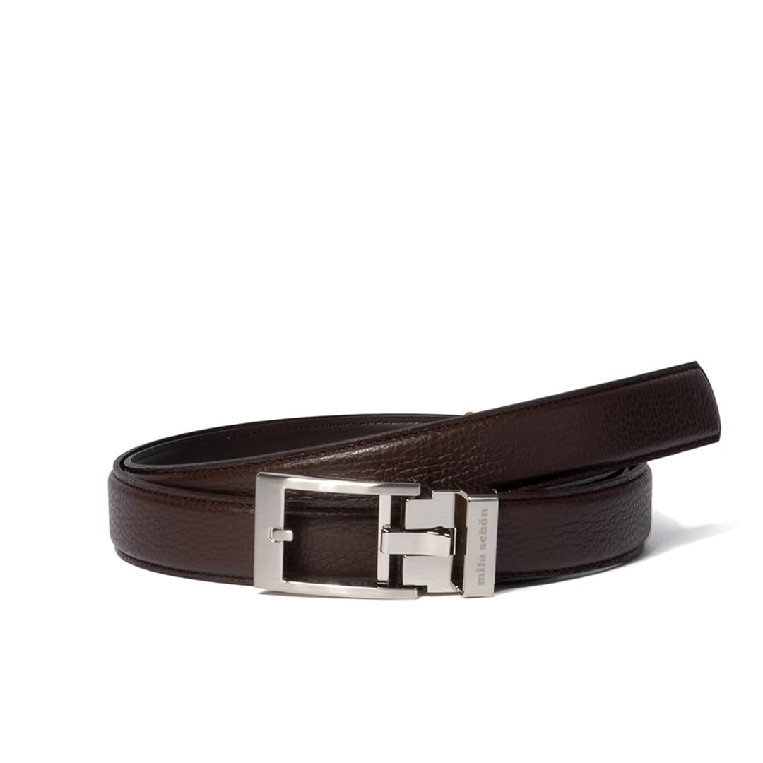 

Mila Schon Men s Sliding Embossed Leather Belt (Long Size) MSMB462L Chocolate Free