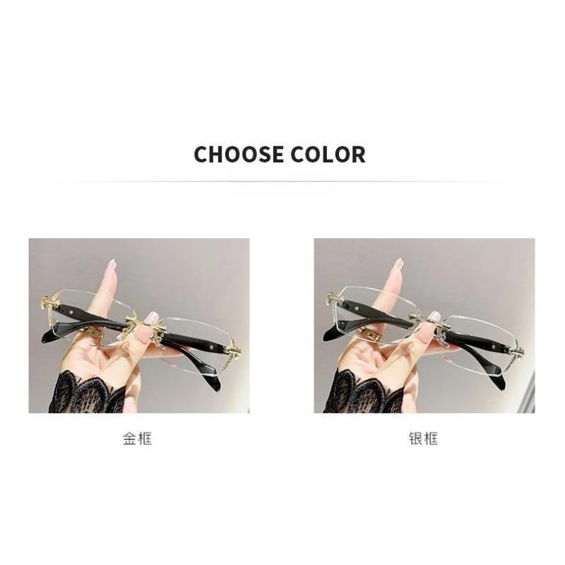 Comfortable Durable Photochromic Frameless Myopia Glasses Advanced Business Protect Eyes Anti-blue Light Eyeglasses 0 To -4.0