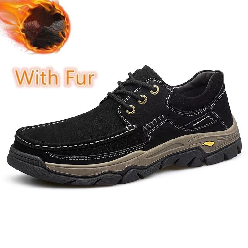 Fashion All-match Man Outdoor Hiking Shoes Warm Plush Fur Winter Casual Shoes New Men Trainers Travel Shoes Climbing Camping Footwear