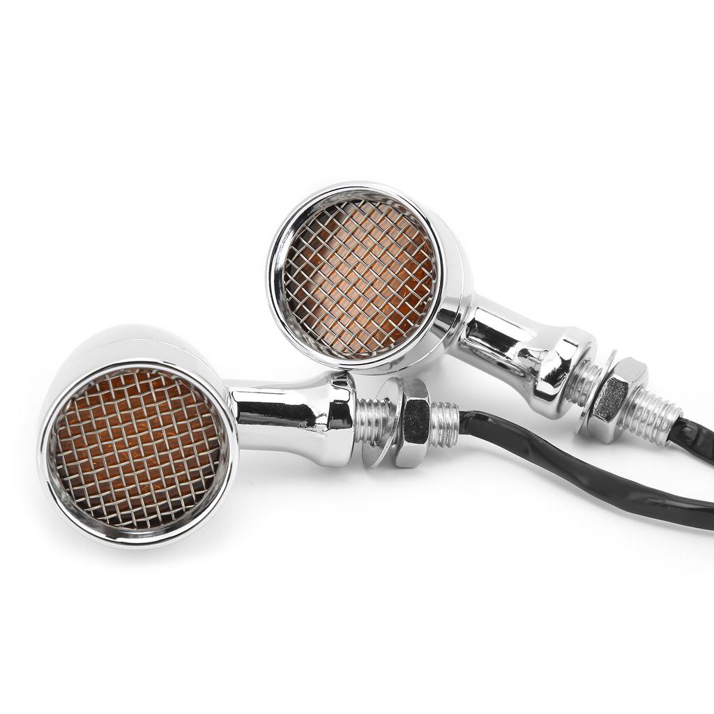 2pcs Motorcycle LED Turn Signal Lamp 12V 10mm Amber Light Chrome Plated Shell Universal