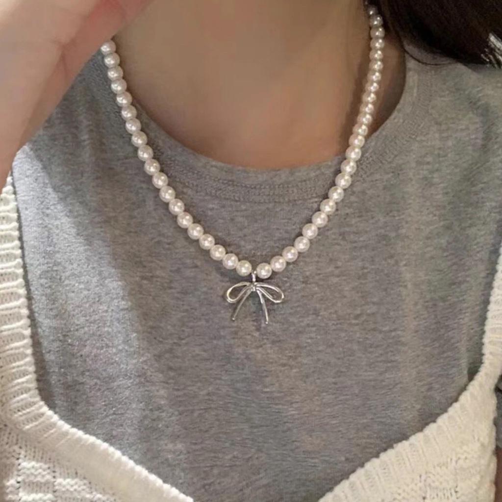 Shijia pearl necklace women's niche design sense fashion temperament collarbone chain neck chain sweater chain bead chain