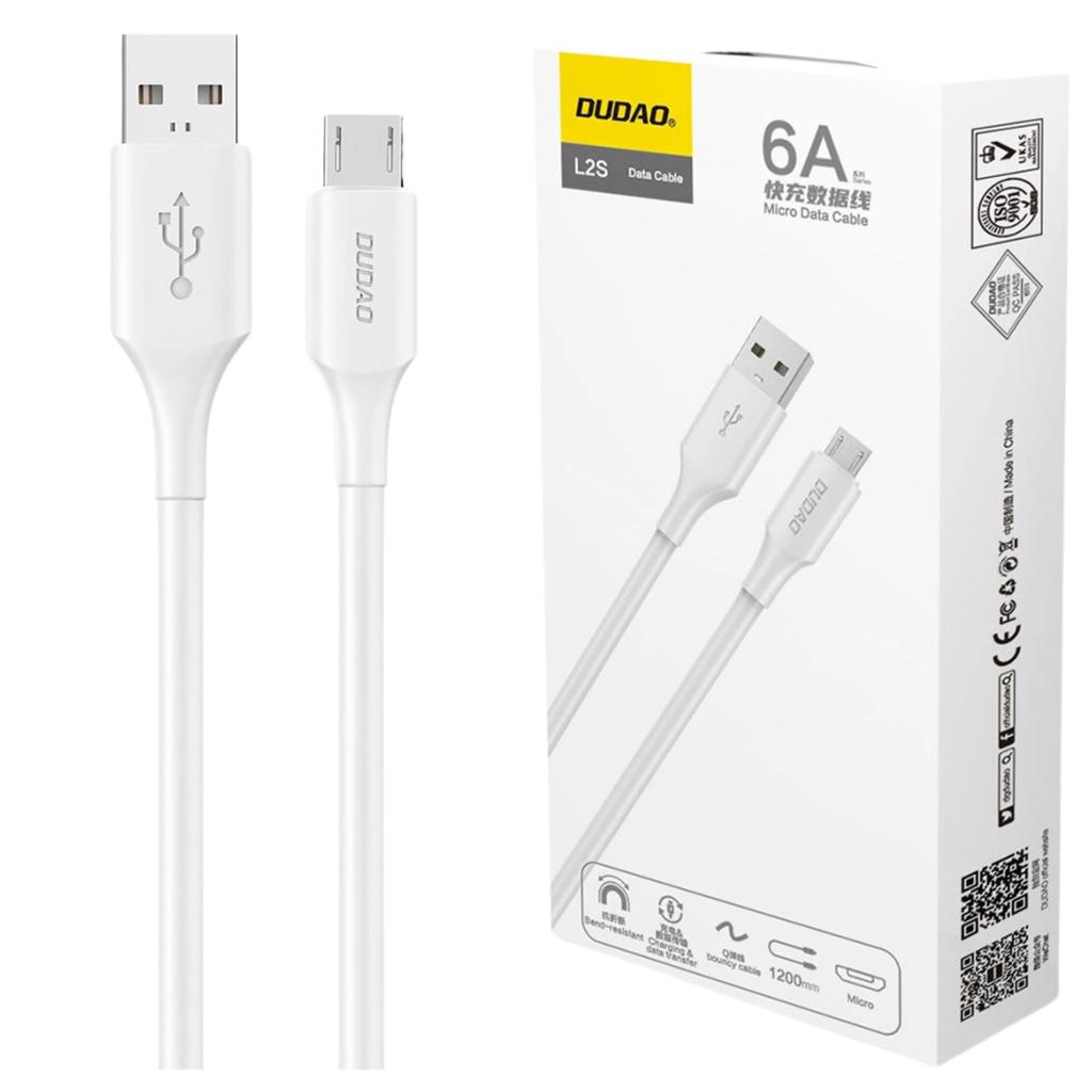Kabel Dudao L2Sm Usb-A / Micro Usb 6A 1.2 M - Biały