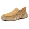 Men's Handmade Leather Shoes Slip on Casual Sneakers Low-top Walking Shoes